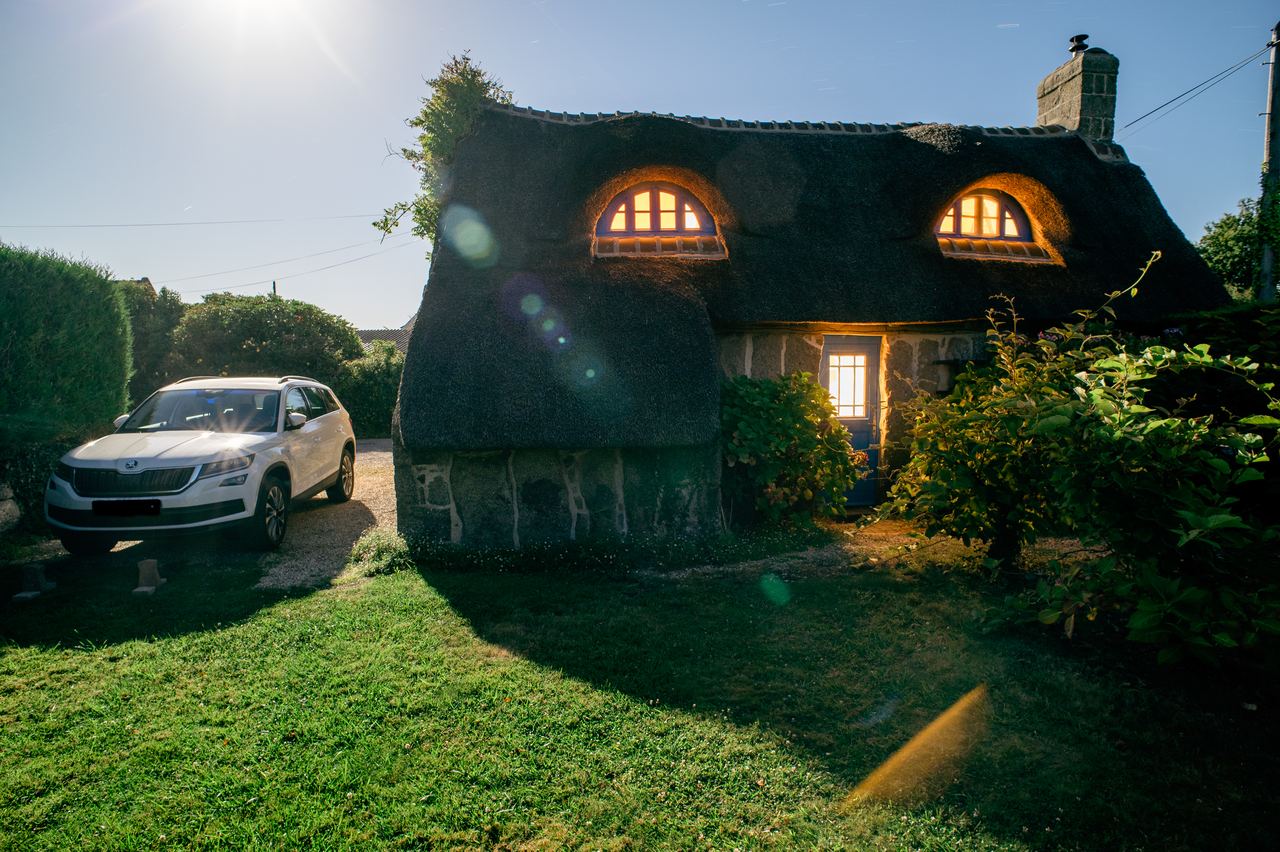 Cottage in full moon